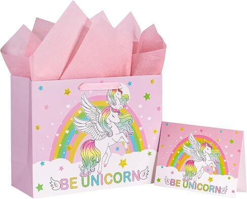 Loveinside Colorful Birthday Gift Bag, Balloons Pattern with HAPPY BIRTHDAY Text, Matching Tissue Paper, Greeting Card and Tag, Ideal for Kids' Birthday Gifts, 13" x 5" x 10", 1 Pcs in Saudi Arabia