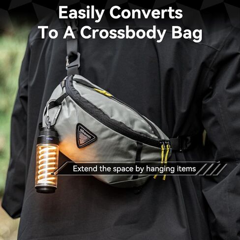 Hikeman Crossbody Fanny Pack للرجال المشي لمسافات طويلة حزم الخصر في الخارج حقيبة صدر متعددة الوظائف متصلة بأي حقيبة ظهر تحمل فاني حزمة للمشي على ركوب الدراجات غير الرسمي المشي لمسافات طويلة (رمادي) in Kuwait