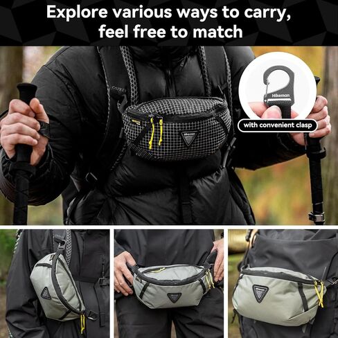 Hikeman Crossbody Fanny Pack للرجال المشي لمسافات طويلة حزم الخصر في الخارج حقيبة صدر متعددة الوظائف متصلة بأي حقيبة ظهر تحمل فاني حزمة للمشي على ركوب الدراجات غير الرسمي المشي لمسافات طويلة (رمادي) in Kuwait