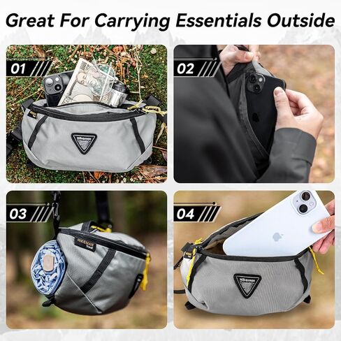 Hikeman Crossbody Fanny Pack للرجال المشي لمسافات طويلة حزم الخصر في الخارج حقيبة صدر متعددة الوظائف متصلة بأي حقيبة ظهر تحمل فاني حزمة للمشي على ركوب الدراجات غير الرسمي المشي لمسافات طويلة (رمادي) in Kuwait