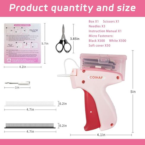 Tagging Gun for Clothing with Fasteners & Scissor, Sticky Gun for Clothes, Tag Gun for Clothes, Clothing Stitch Gun, Quick Clothing Fixer for Stitching, Garment (Black) in Saudi Arabia