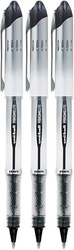 Uni-Ball Vision Elite Rollerball Abens ، Bold Point (0.8 مم) ، حبر أسود/أزرق ، 3 عدد ، حزمة مع حقيبة قابلة لإعادة الاستخدام البلاستيكية in Kuwait