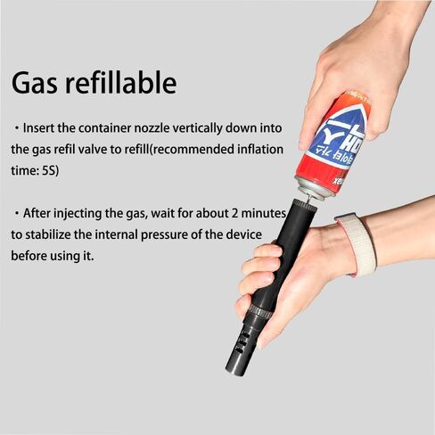 Lindproof Butane Torch Wighter مع قفل أمان ، أخف وزناً محمولاً مع لهب طائرة قابلة للتعديل لتخييم شموع الشواء ، شعلة طبخ المطبخ القابلة لإعادة التعبئة (بدون مملوءة) (أسود) (أسود) in Kuwait