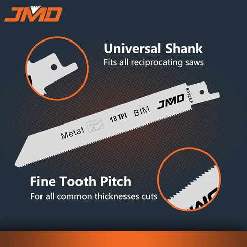 JMD 10-Piece S922BF Reciprocating Saw Blades Metal 14TPI Reciprocating Saw Blade Set for Cutting Metal 150mm BIM Sabre Saw Blades Compatible with Bosch Dewalt Makita etc in Kuwait