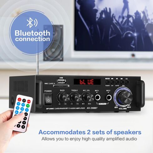 AV-302 Home Audio Amplifier Receivers with Bluetooth 5.0 Subwoofer Amplifier 2.1 Channel 100W Power Home Theater Stereo Audio System with USB, COAXAL,Stereo Audio Amplifier Receivers in Saudi Arabia