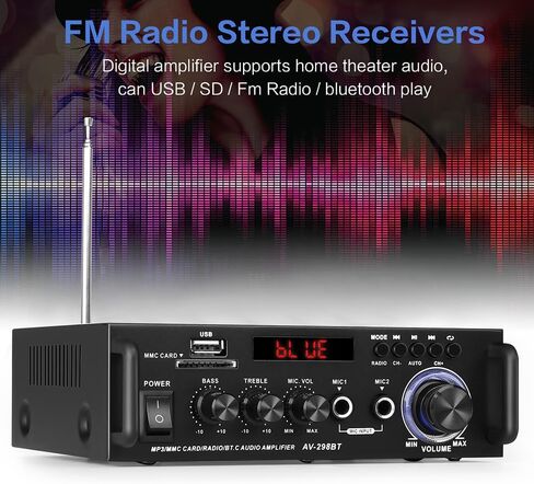 AV-302 Home Audio Amplifier Receivers with Bluetooth 5.0 Subwoofer Amplifier 2.1 Channel 100W Power Home Theater Stereo Audio System with USB, COAXAL,Stereo Audio Amplifier Receivers in Saudi Arabia