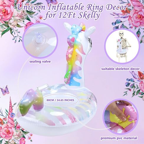 12 ft Skeleton Accessories Inflatable Swim Ring Skeleton Summer Outfit Set Giant Sized Skeleton Pool Floats for 12 ft Skeleton Garden Lawn Outdoor Decor(Flamingo) in Saudi Arabia