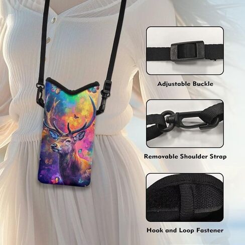 Cell Phone Bag for Women Men Soft Phone Protection Bag Phone Pouch Phone Holster Bag Fits Most of Smartphones, Colorful Deer Butterfly Print in Saudi Arabia