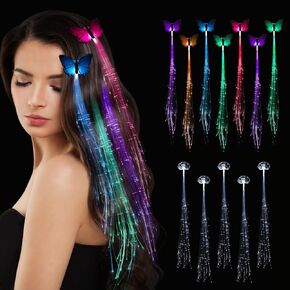 15 Pack Led Light Up Fairy Hair Accessories Braid Extension Clips for Women Girls, Glow in the Dark Party Favors Supplies Neon Rave Accessories Wig for Festival Halloween Christmas Birthday