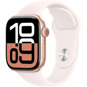 Apple Watch Series 10 [GPS + Cellular, 42mm] - Rose Gold Aluminum Case with Light Blush Sport Band, S/M (Renewed)