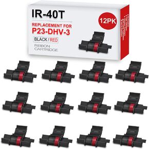 12 Pack IR40T Compatible Ribbon Calculator Ink Roller Replacement for Canon P23-DHV-3 Printing Calculator Black/Red Ink Roller