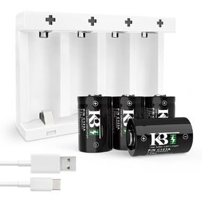 KBT 4Pack 123A Replacement SFLP123 Batteries with Charger, 3.2V 500mAh Battery for Flashlight, Home Automation, Camera