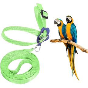 Bird Harness and Leash, 120cm Pet Parrots Adjustable Nylon Anti‑Bite Training Rope for Outdoor Flying Parrot Harness Leash Training Supplies for Parrots Alexandrine, Scarlet, Keck, Mini Macaw(Pink)