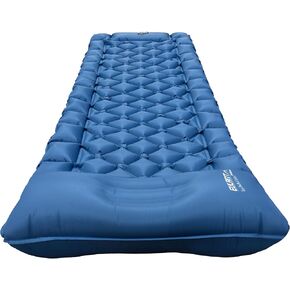 Double Sleeping Pad for Camping, 2 Person Ultralight Inflatable Sleeping Mat with Pillow and Built-in Foot Pump, Portable Camping Mattress for Tent, Backpacking, Hiking, Traveling（Green