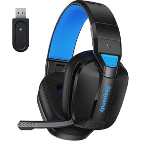 VK80 2.4GHz Wireless Gaming Headset for PS5, PS4, PC - Bluetooth Gaming Headphones with Noise Canceling Mic, Stereo Sound, 50+Hr Battery, Headset for Nintendo Switch, FPS Gamers, Blue