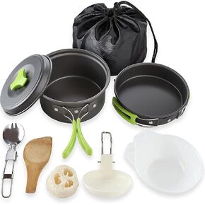 MalloMe 3 Liter Camping Cookware Mess Kit & Camping Stove Bundle…