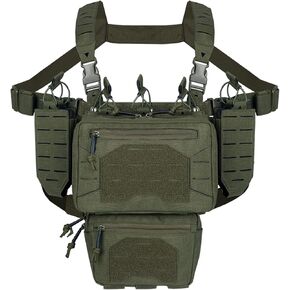 YAKEDA Tactical Chest Mini Rig Vest with Magazine Pouch Adjustable Detachable Laser-cutting Molle Modular Chest Vest
