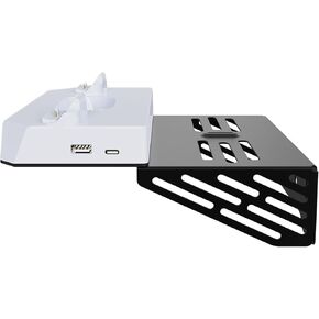 Wall Mount Kit for PS5/for PS5 Slim Disc & Digital with Charging Station,Dual Controller Charger and Headphone Hanger,Wall Mount Kit Compatible with PlayStation 5 Controller, White, Digital