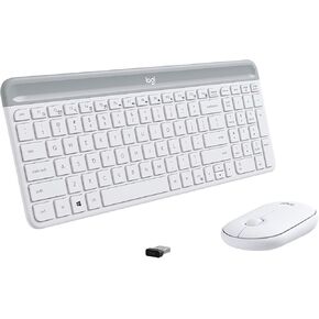 Logitech Slim Wireless Keyboard and Mouse Combo - Off White (Renewed)