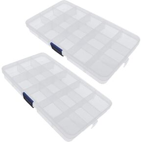 Xiaoyztan 8-Grid Snack Box Container with Removable Dividers Plastic Organizer Box for Candies Snacks Electronics Jewelry Small Parts (7.3in x 4.9in)
