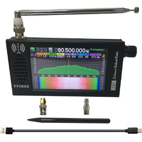 Portable DSP SDR Radio Receiver 4.3 Inch Touchscreen 100KHz-149MHz Full Bands, FM, SSB, CW, HAM Radio with Waterfall Display