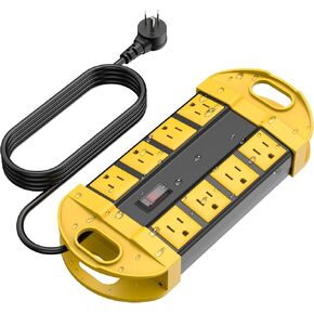 CCCEI Outdoor Power Strip Weatherproof with 8 Plug, Waterproof Extension Cord with Multiple Outlets, Christmas Exterior Garden Yard Surge Protector 6FT.
