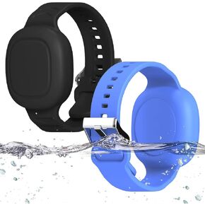 [2 Pack] Silicone Bracelet for Tile Mate 2024, Waterproof Protective Hidden Holder for Tile Life360 Mate Tracker Silicone Tile Mate Accessories for Child/Teen/Elderly (Black+Blue)