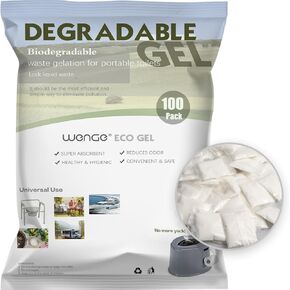 Wenge Poo Gel for Portable Toilet for Camping - 100 Pack Urine Super Absorbent, Solidifier, Liquid Waste Gelling and Deodorizing Powder, Eco Gel for Portable Toilet for Emergency Toilet Essentials