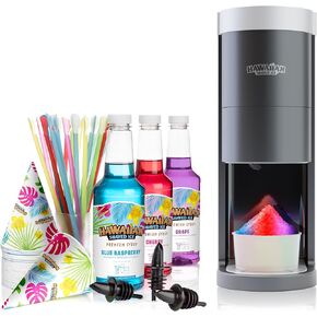 Hawaiian Shaved Ice S777 HomePro Shave Ice Machine With 3 Flavor Snow Cone Syrup Pack Including Party Ready Accessories