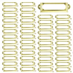 50 Pcs Label Holders Library File Drawer Tags Label Holder Metal Frame Name Card Frame for Drawer Cabinet (Yellow)