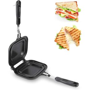 Panini Press Sandwich Maker, Nonstick Aluminum Double Sided Grilled Sandwich Panini Maker Flip Pan for Breakfast Pancakes, Toast, Omelets