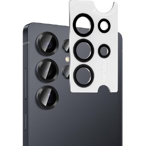 واقي شاشة العدسة الكاميرا Sparin لـ Samsung Galaxy S25 Ultra - تسهيل التثبيت ، الزجاج الفردي الفائق الفائق مع دائرة معدنية من الألومنيوم ، ودية ، مجموعة واحدة ، أسود