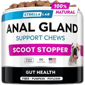 STRELLALAB Pet Probiotics for Dogs & Digestive Enzymes + Digestion & Gut Health Treats, Dog Probiotics Chews, Fiber Supplement, Anti Diarrhea, Constipation, Upset Stomach&Gas Relief, Canine Prebiotic