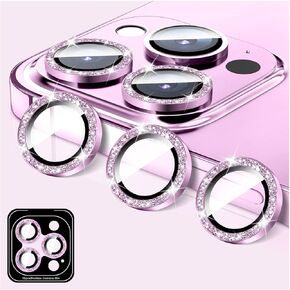 LucBuy Camera Lens Protector for iPhone 11, Glitter 9H Tempered Glass Camera Cover Film Stickers, Automatic-Alignment Individual Metal Rings Shiny Phone Accessories