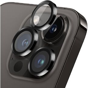 Camera Lens Protector for iPhone 16 Pro/iPhone 16 Pro,Tempered Glass Camera Cover Screen Protector,Ultra HD Tempered Metal Glass Camera Screen Protector Cover,Scratch Resistant,Clear,Black