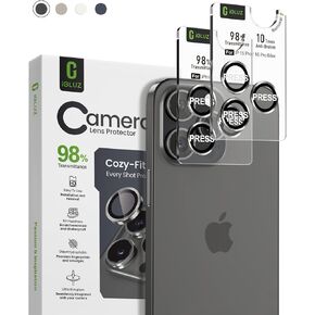 iGluz [2 Pack Camera Lens Screen Protector Designed for iPhone 16 Pro/iPhone 16 Pro Max[Strong Adsorption][Case Friendly] - Natural Titanium