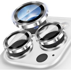 Suoman Camera Lens Protector for iPhone 16 Pro Max/iPhone 16 Pro, Easy to Install 9H Tempered Glass Ultra Anti-Scratch Glitter Independent lens Protector-White Titanium