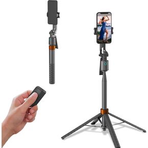 Auto Face Tracking Tripod 360 Rotation with Stand - 70" No App Needed AI Face Tracking Tripod with Remote for iPhone Android Live Stream/Vlog/YouTube/Tiktok, Gesture Control & Adjustable