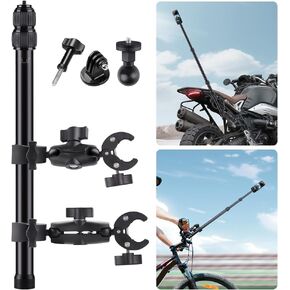 Motorcycle Mountain Bike Handlebar Double Clamp Mount Invisible Selfie Stick Monopod for Insta360 X4/X3/X2/ONE RS/GO 3S Action Cameras