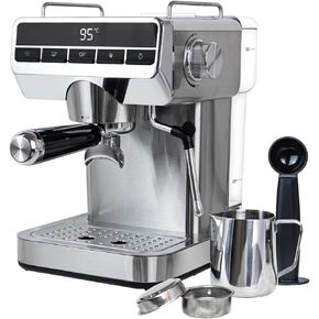Espresso Machine with Temperature Display, Customized Americano, Latte & cappuccino machines for home, office, 20 Bar Stainless Steel Cafetera Espresso with Steam Milk Frother