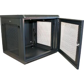 Vented Mesh Wall Enclosure, Front/Side Access, 9U, 19.5" H x 21″W X 20″D, Black