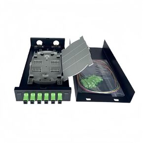 TXWTXPJ-6-Port SC APC Singlemode Fiber Enclosure Kit, 6-Core Rack Mount Enclosure with Splice Trays, Pigtails & Couplers for 19" Racks