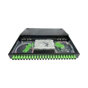 TXWTXPJ-24-Port SC APC Singlemode Fiber Enclosure, 24-Core Rack Mount Enclosure with Splice Trays, Couplers & Pigtails for 19" Cabinets