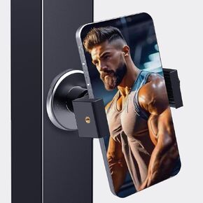 Gym Magnetic Phone Holder Mount with Locking Knob, 360° Rotatable, Strong Magnet Base for Attachment on Metal Surfaces, Compatible with 4.7-6.5" Smartphones, Gym Essentials Accessories