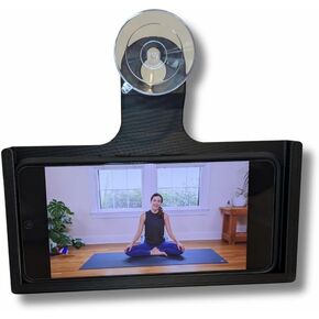 Sauna & Shower Phone Holder | Exterior Glass Suction Mount for Safe Viewing | Protects Phone from Heat & Moisture | Watch Videos, Read, or Video Call | 7x3.5" Universal Fit for iPhone & Android