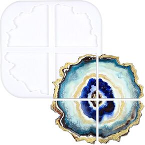 Agate Coaster Silicone Resin Mold, 5-Cavity 2.8-5.2inch