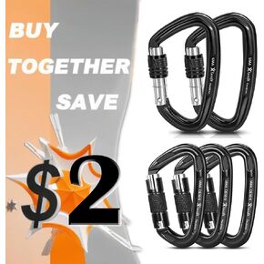 قفل التسلق Carabiner Carabiner UIAA معتمد 42KN (9441 رطل) و 25KN (5620 رطلا) مقاطع كاريبيانر السلامة - كاريبيني روك جبل كبيرة لإنقاذ رجال الإطفاء
