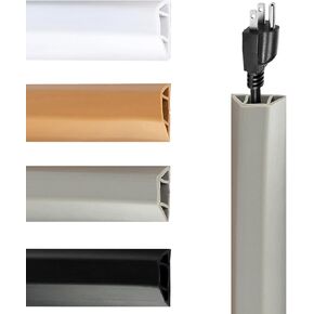 Rubber Bond TV Cord Hider Cable Protector - Strong Self Adhesive Wall Cord Cover Cable Hider - Low Profile Cable Management Wall Cord Concealer Cable Raceway (Grey, 4 Feet)