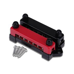 12V 4" Ground/Power Distribution Terminal Block Battery Bus Bar Set [Max 300V AC/48V DC] Negative/Positive Insulated Busbar for Auto Marine Car Trailer RV Boat Motorcycle UTV ATV