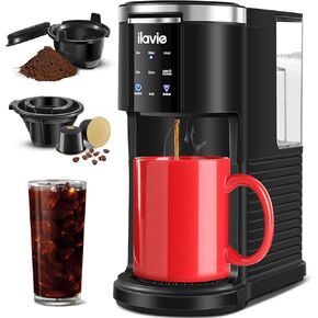 Single Serve Coffee Maker for K Cup and Ground Coffee, Single Coffee MaKer with 40oz Removable Reservoir for 6 to 14oz Brew Sizes, K Cup Coffee Maker with Self-cleaning Function, Black